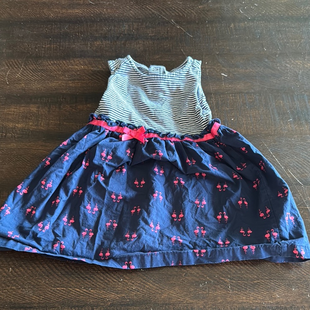 Carter's Navy and Pink Striped Cherry Dress